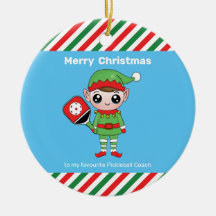 Elf de Natal de Pickleball, ornamento cerâmico