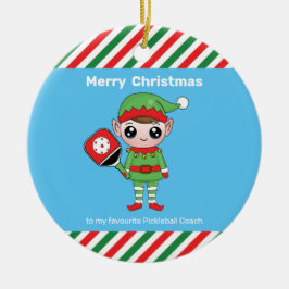 Cerâmica Elf de Natal de Pickleball, ornamento cerâmico