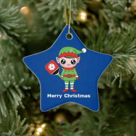 Cerâmica Elf de Natal de Pickleball, Ornamento Cerâmico de 