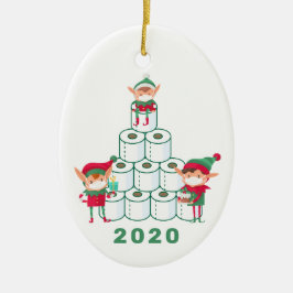 Cerâmica Engraçado Elf Natal 2020 | Ornamento de papel higi