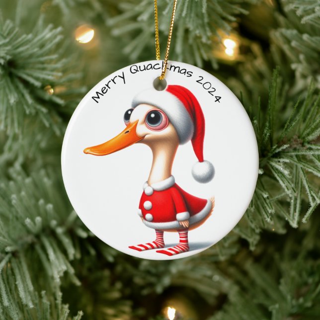 Cerâmica Engraçado Ornamento de Pato de Natal (Árvore)