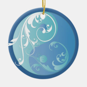 Cerâmica Enrolando o ornamento azul de Yin & de Yang