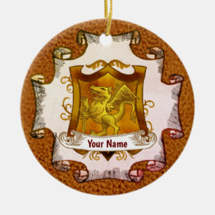 Cerâmica Escudo de Dragões  Brasão de Família Ornamento Sob