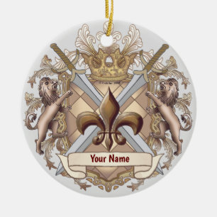 Cerâmica Escudo de Grifo de Leão sobrenome ornamento