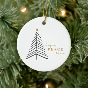 Cerâmica Espero que a paz ame. Ornamento de Natal