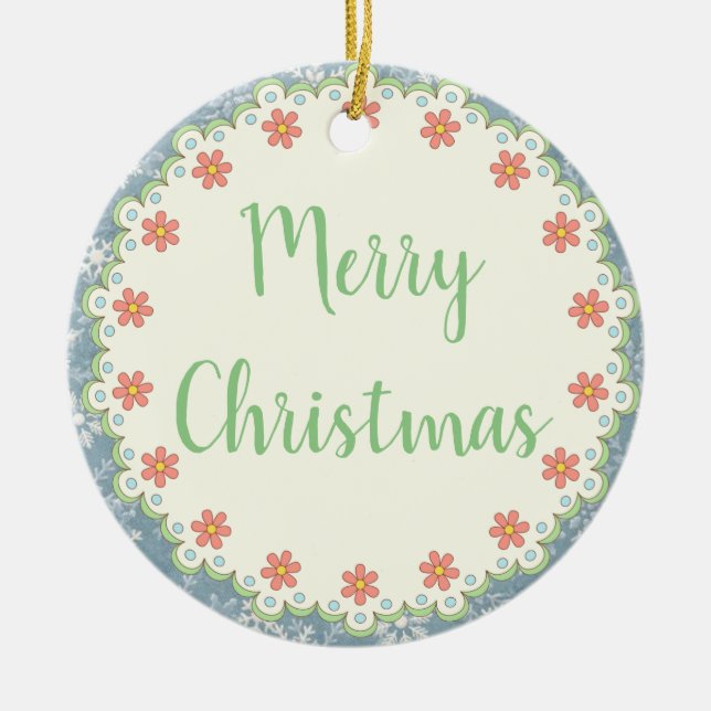 Cerâmica Estilo do País Árvore de Natal Merry / Ornamento d (Frente)