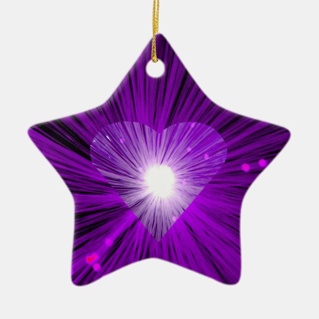 Cerâmica Estrela de ornamento do Coração Roxo (Frente)