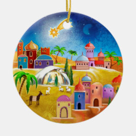 Cerâmica Estrela sobre o ornamento do x-mas de Bethlehem