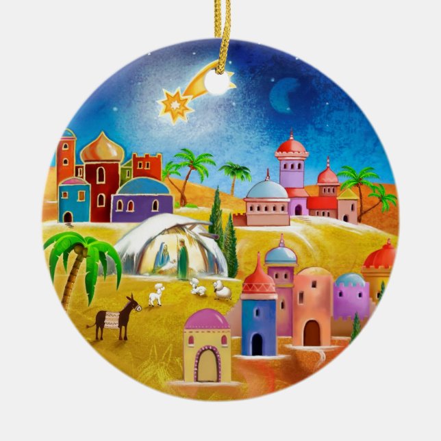 Cerâmica Estrela sobre o ornamento do x-mas de Bethlehem (Frente)