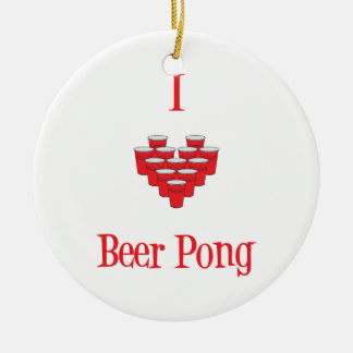 Cerâmica Eu amo o ornamento de Pong da cerveja