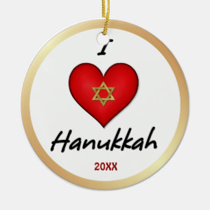 Cerâmica Eu amo ornamento de Hanukkah