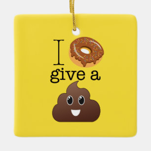 Cerâmica Eu rosquinha dou um ornamento de Emoji do amarelo