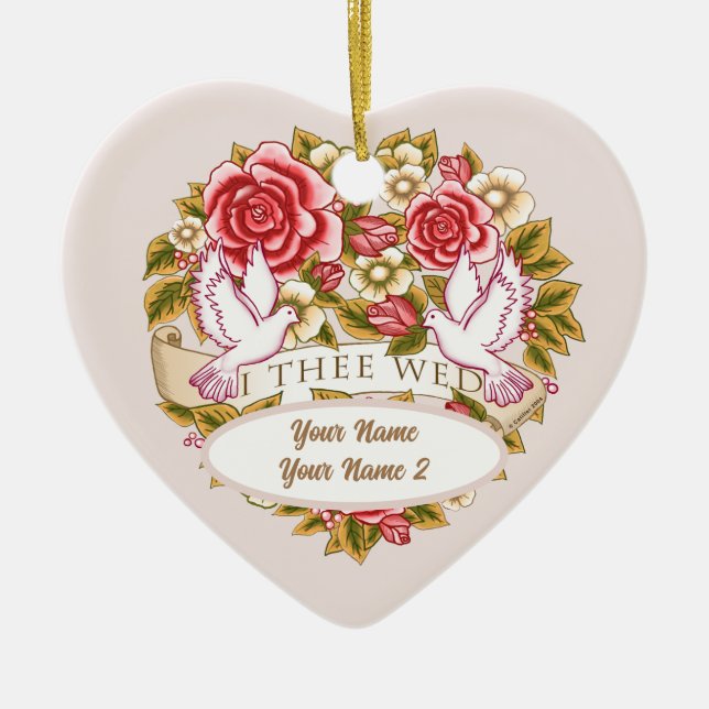 Cerâmica Eu Te Dou Em Matrimônio ornamento personalizado de (Frente)