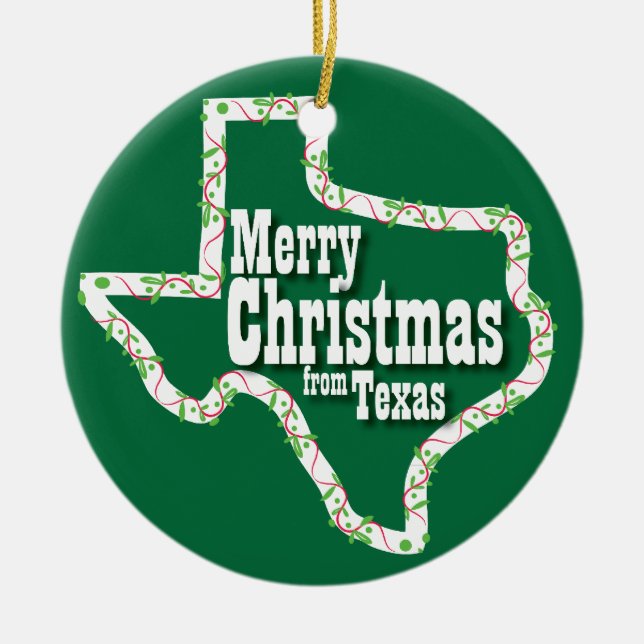 Cerâmica Feliz Natal do ornamento de Texas (Frente)