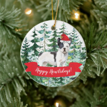 Feliz Natal francês bulldog Cão Ornamento de Natal