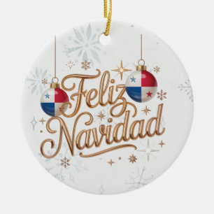 Cerâmica Feliz Navidad Panamá Ornamento de Natal Personaliz