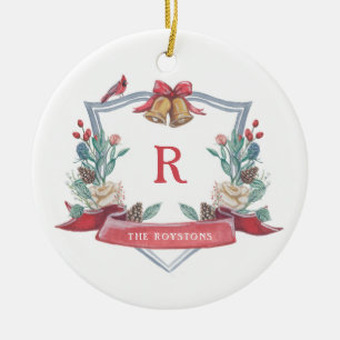 Cerâmica Festa de Natal - Monograma - Ornamento Recém-Casa