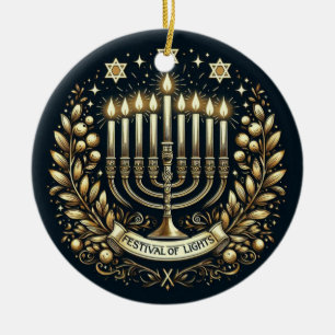Cerâmica Festival de Luzes Hanukkah de Ornamento Cerâmico
