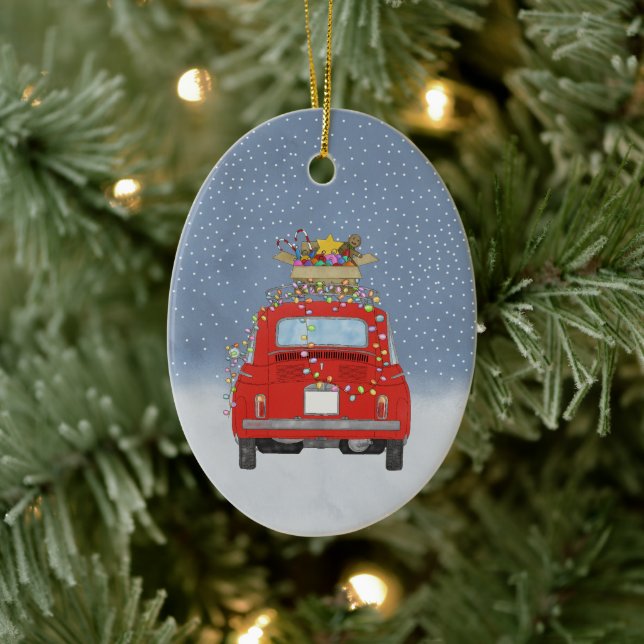 Cerâmica Fiat 500 com presentes de Natal Ornamento cerâmico (Árvore)