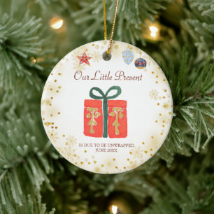 Cerâmica Floco de Neve Dourado Nosso Pequeno Ornamento Pres