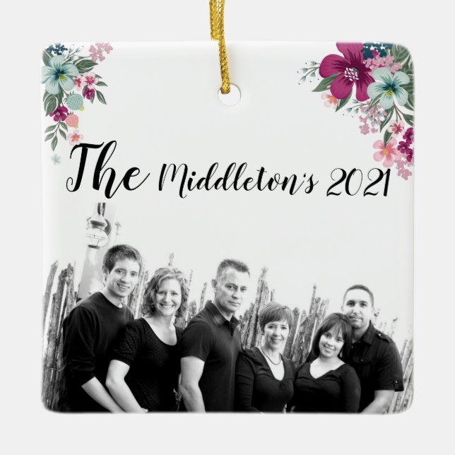 Cerâmica Flores Tropicais de Ornamento Personalizado em Bra (Frente)