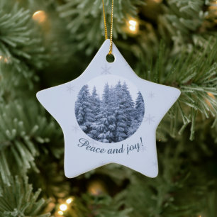Cerâmica Floresta de inverno mágico - ornamento cerâmico pe