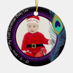Cerâmica Foto do Ornamento Pavão de Natal do Baby First Chr