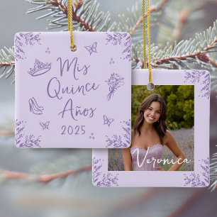 Cerâmica Foto "Mis Quince Años" Ornamento de Quinceañera