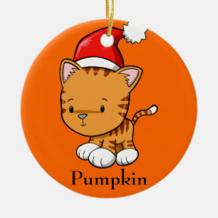 Cerâmica Gatinho de Natal "Pumpkin" Ornamento