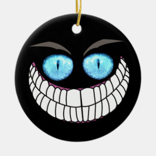 Cerâmica Gato de Cheshire - Ornamento de Olhos Azuis