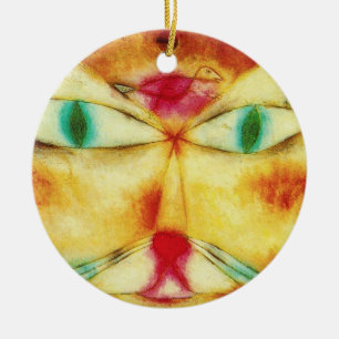 Cerâmica Gato de Paul Klee e ornamento do pássaro