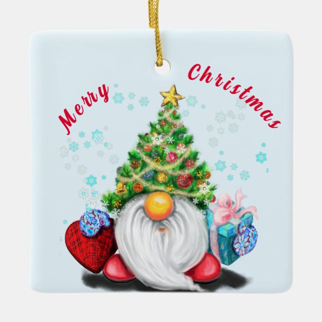 Cerâmica Genoma de Ornamento de Árvores de Natal com presen (Frente)