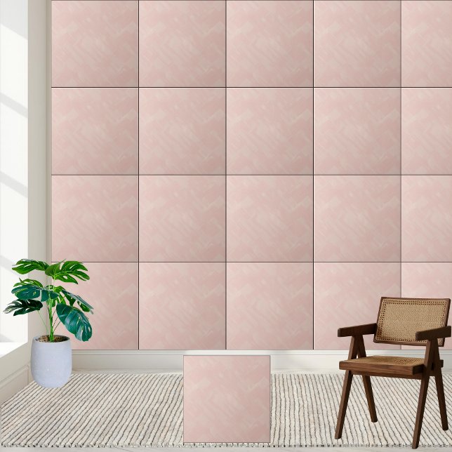 Cerâmica Geométrica Texturizada Elegante Cor-de-ro (Elegant Blush Pink Geometric Textured Ceramic Ceramic Tile)