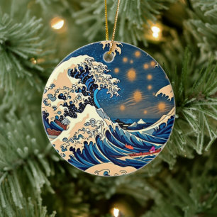 Cerâmica Grande Onda Ornamento de Arte Hokusai