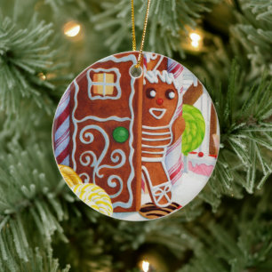 Cerâmica HOMEM DE BISCOITO DE NATAL Ornamento de Círculo de