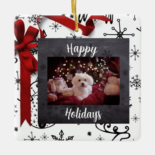 Cerâmica Horário de Férias Felizes Personalizadas Ornamento (Frente)