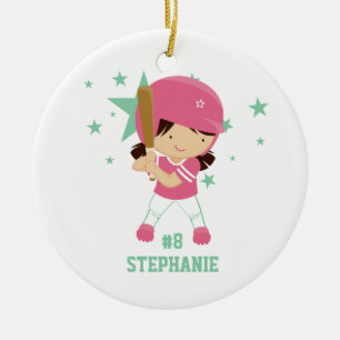 Cerâmica Jogador de softball e ornamento personalizados das