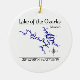 Cerâmica Lago dos Ozarks Missouri Mapa Ornamento de Cerâmic