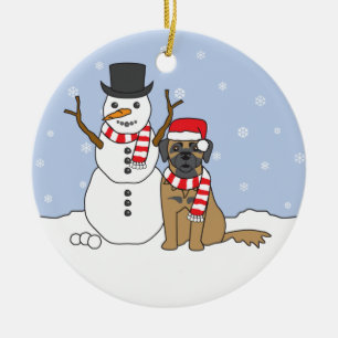 Cerâmica Leonberger & ornamento do boneco de neve