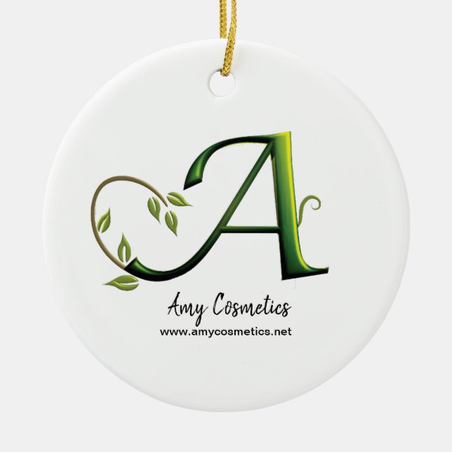 Cerâmica Letra inicial Um presente de ornamento cartão de v (Frente)