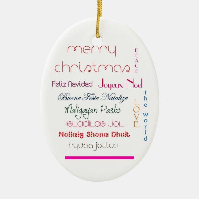 Cerâmica línguas de Natal alegres ornamento oval (Frente)