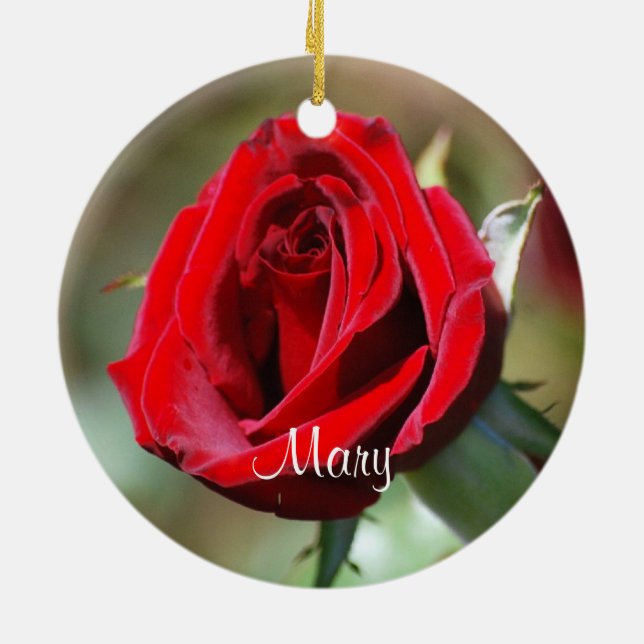 Cerâmica Mary Personalizada Ornamento de Rosas vermelhas (Traseira)