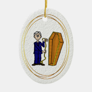 Cerâmica Masculino Mortican Medindo Ornamento de Coffin