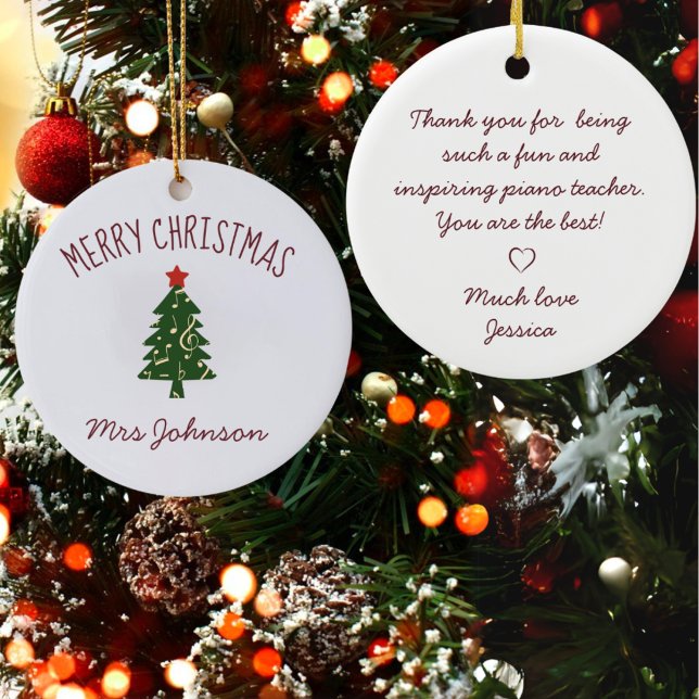 Cerâmica Melhor Professora de Piano Ornamento Personalizáve (Criador carregado)