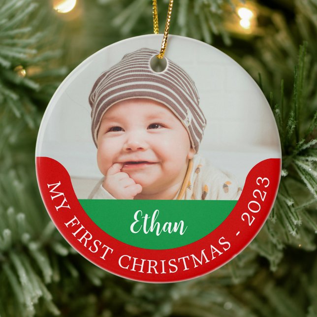 Cerâmica Meu Primeiro Ornamento de Bebê de Natal (Criador carregado)