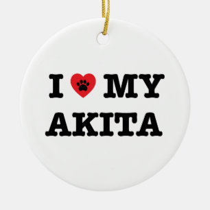 Cerâmica Mim coração meu ornamento de Akita