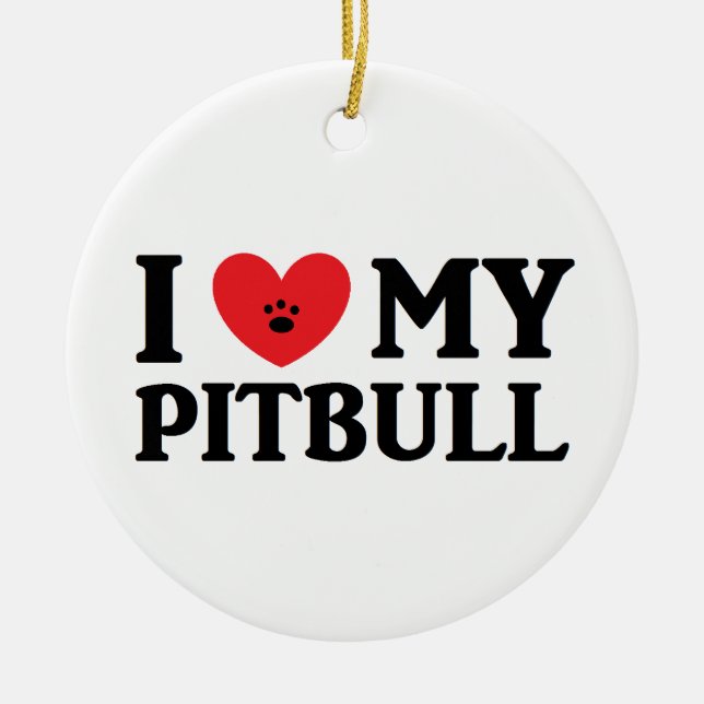 Cerâmica Mim ♥ meu ornamento de Pitbull (Frente)