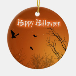 Cerâmica Morcegos e Árvores de Halloween - Ornamento