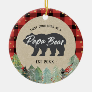 Cerâmica Natal de ouro como ornamento de Papai Bear