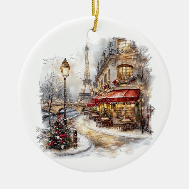 Cerâmica Natal Em Ornamento De Paris (Frente)